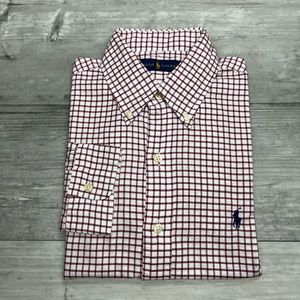 Polo Ralph Lauren White w/ Maroon Plaid Shirt S
